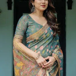 MAHARANI COUTURE Floral Pure Cotton Kanjeevaram Saree image 5