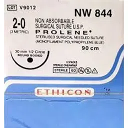 Ethicon 90 cm 2-0 USP Blue Prolene Blue Monofilament Suture NW844 Pack of 12 Pcs-picture-32