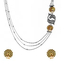 Voylla Silver Plated Qasbah Machli Jal Ki Rani Oxidised Two Tone Jewellery Set image 2