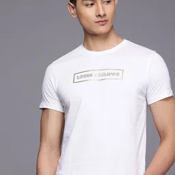 Louis Philippe Jeans Slim Fit Brand Logo Printed Pure Cotton T-shirt-picture-44