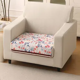 HOKIPO Florentina Series Scarlet Rose Ivory Printed Holland Velvet 1 Seater Sofa Cover Mat-picture-22