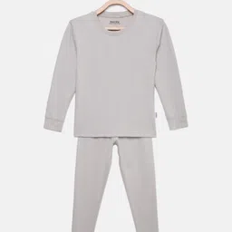 Mackly Full Sleeves Solid Thermal Tee With Pants - Light Grey-picture-11