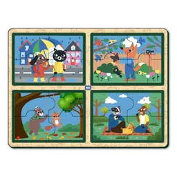 Mini Leaves Four 4 Piece Act of Kindness Jumbo Pieces Wooden Puzzle Set of 4 Chunky Jigsaw Puzzle for Kids Set of 16 Pieces- Multicolor-image-78