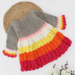 Woonie Full Sleeves Colour Block Detailed Dress  - Cream-picture-27