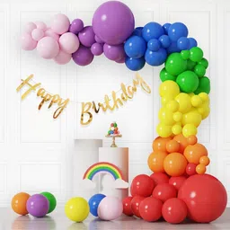 Surprise Decor Rainbow Theme Birthday Decorations - Pack Of 53 Happy Birthday Decoration Kit For Kids|Kids Birthday Decoration Items|Multicolor Balloons For Birthday Decorations-image-71