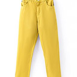 Little Kangaroos Woven Full Length Solid Denim Trouser - Mustard Yellow-picture-46