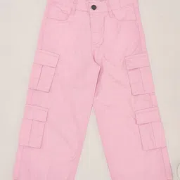 Pantaloons Junior Cotton Solid Trousers - Orchid image 1
