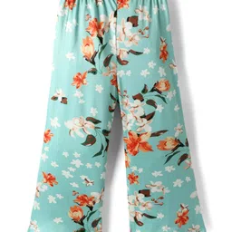 CrayonFlakes Knit Floral Printed Flared Leggings - Blue image 3