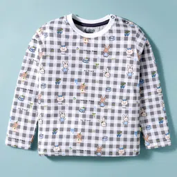 Mini Taurus Sinker Knit Full Sleeves Co-ords Night Suit With Animal Print - Grey image 2