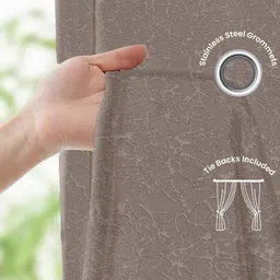 URBAN SPACE Brown Pack of 2 Self Design Earth Crust Soft Black Out Long Door Curtains image 3