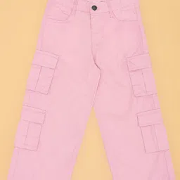 Pantaloons Junior Cotton Solid Trousers - Orchid image 4