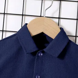 Fashion Dream Popcorn Knit Half Sleeves Solid Textured Shirt & Pant Set - Rama image 4