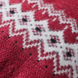 Yellow Apple Knit Full Raglan Sleeves Pullover Sweater with Chevron Design -Red image 3