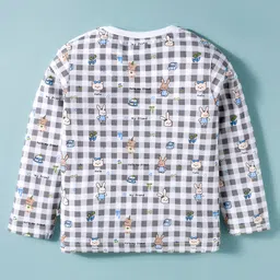 Mini Taurus Sinker Knit Full Sleeves Co-ords Night Suit With Animal Print - Grey image 3