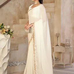 kasee Solid Embellished Sequinned Saree With Blouse Piece image 3