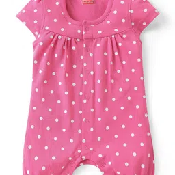 Babyhug 100% Cotton Knit Half Sleeves Romper Polka Dot Print Pack of 2 - Multicolor image 4