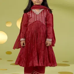 Vivedkids Girls Yoke Design Regular Kurta with Trousers & With Dupatta-picture-34