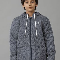 UNDER FOURTEEN ONLY Boys Hooded Geometric Printed Cotton Casual Quilted Jacket-picture-43