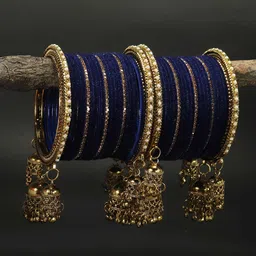 RIJOLI Set Of 42 Gold-Plated Latkan Zircon Studded Bangles-picture-56