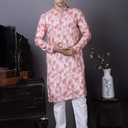 DEVOILER Geometric Embroidered Mandarin Collar Mirror Work Cotton Silk Kurta With Pyjamas-picture-10