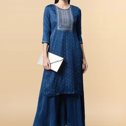 Anouk Rustic Women Ethnic Motifs Embroidered Regular Gotta Patti Kurta with Palazzos image 2