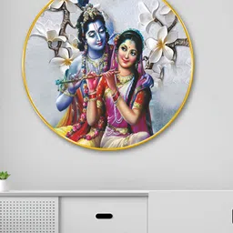 SAF Blue & Pink Radha Krishna Printed Canvas Wall Art image 5