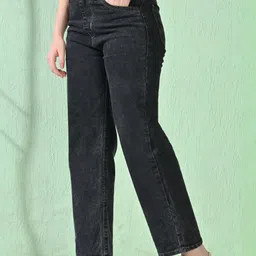 Mevan Women Classic Regular Fit Mid-Rise Light Fade Stretchable Jeans-image-4