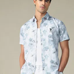 U.S. Polo Assn. Denim Co. Floral Printed Spread Collar Pure Cotton Shirt-picture-27