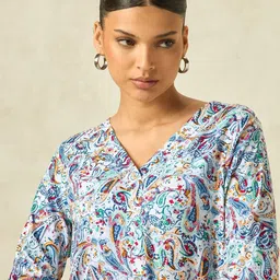 KAMLIE Printed V-Neck Tunic & Trousers Co-Ords image 3