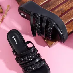 glitchez Woven Design Open Toe Wedge Heel Sandals-picture-13