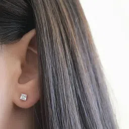 Sangria Girls Gleam Square 925 Sterling Silver Solitaire Studs image 5