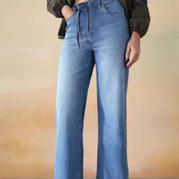 Flying Machine Women Wide Leg High-Rise Light Fade Stretchable Jeans-picture-38