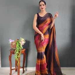 HERE&NOW Striped Pure Crepe Jamdani Saree-picture-32