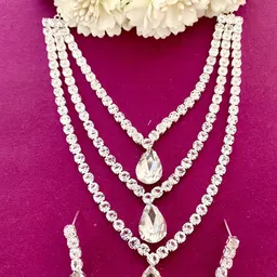 Varnii Silver-Plated Alloy Artificial Stones Jewellery Set image 4
