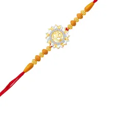 VIVASTRI Unisex Golden With Red Thread Artificial Stones And Beads Premium OM Rakhi-picture-22