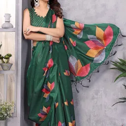 KALINI Floral Art Silk Half and Half Saree-image-51