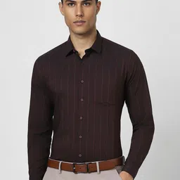 Van Heusen Men Spread Collar Vertical Striped Cotton Slim Fit Formal Shirt-picture-35