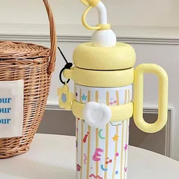 Little Surprise Box LLP White & Yellow Single Stainless Steel Printed Water Bottle-picture-30