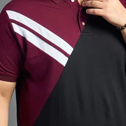 bigbanana Men Colourblocked Polo Collar Pure Cotton Bio Finish Plus Size T-shirt image 2