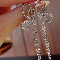 AKISON JEWELS Silver-Plated Crystals Earrings image 2