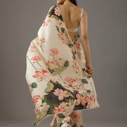 HERE&NOW Floral Printed Satin Saree image 3