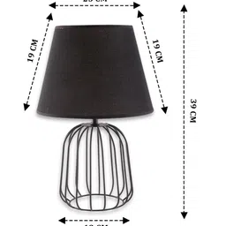 AARVI DECOR STUDIO Black Metal Frusturical Shaped Cage Table Lamp image 4