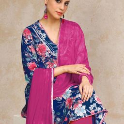 Varanga Floral Printed Gotta Patti V-Neck A-Line Kurta With Trousers & Dupatta-picture-49