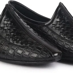 Textured Ethnic Round Toe Juttis for Wedding|Festive Slip-On Pathani Kurta Mojaris For Men-image-45