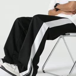 jump cuts Men Colorblock Black Track Pants image 5