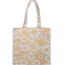 Kuber Industries Floral Printed Shopper Tote Bag with Bow Detail image 3