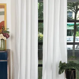 URBAN SPACE Off White 2 Pieces Embroidered Cotton Long Door Curtain-picture-26