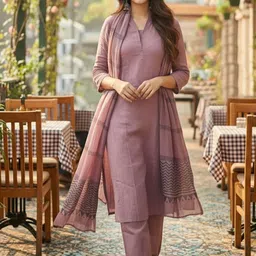 KALINI Women Ethnic Motifs Regular Kurta with Trousers & With Dupatta image 3