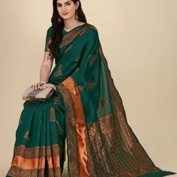 Snofi Creation Ethnic Motifs Zari Pure Silk Handloom Banarasi Saree image 3