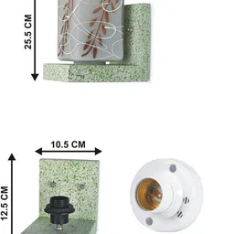 1ST TIME Brown & Green Printed Wood Square Shaped Wall Lamp image 2